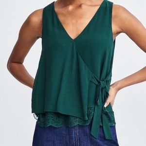 Green wrap blouse tank